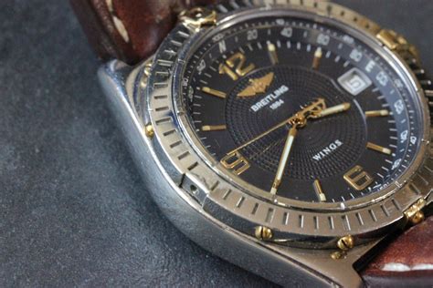 breitling 1884 watch mens brown leather band